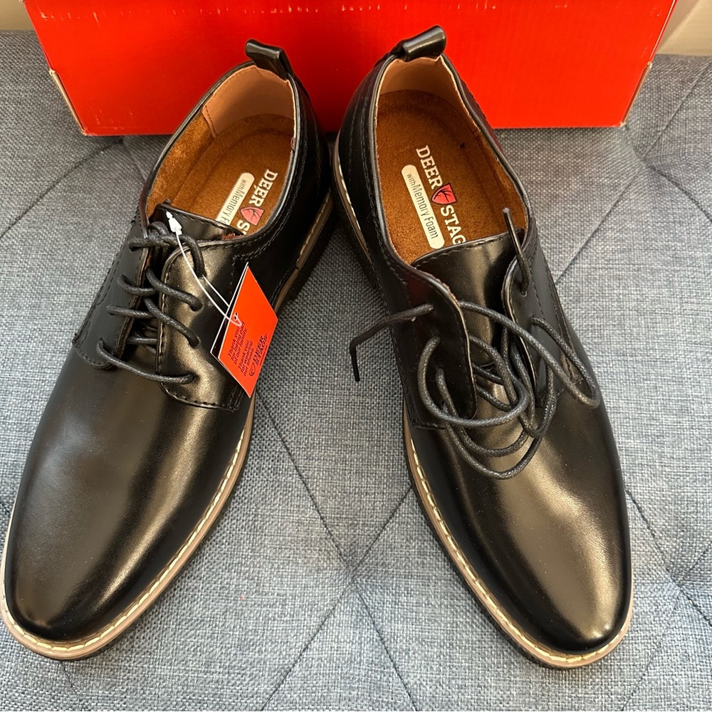 Deer Stags Boys Black Oxford Shoes